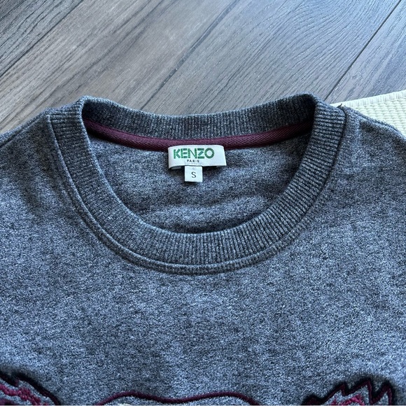 KENZO Paris Big Tiger Embroidered Logo Gray Sweatshirt - Picture 3 of 5